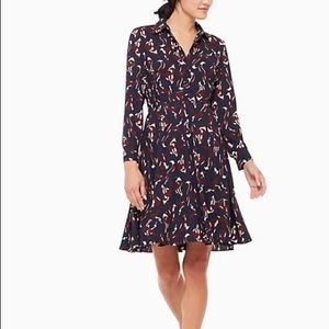 Kate Spade 'So Foxy' Fox Printed Smocked Shirt Dress